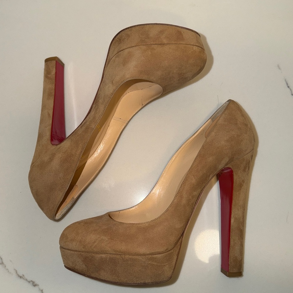 Christian Louboutin Bibi 140mm Camel Suede Heels Size 40